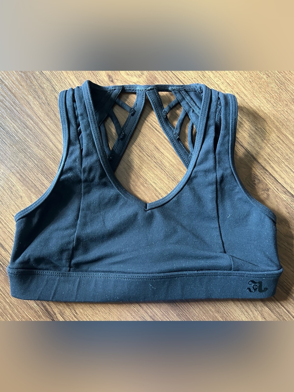 Girls Strappy Back Sports Bra - Black size 10